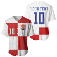 Croatia National Football Custom Baseball Jersey Checkerboard Pattern with Glagolitic Script