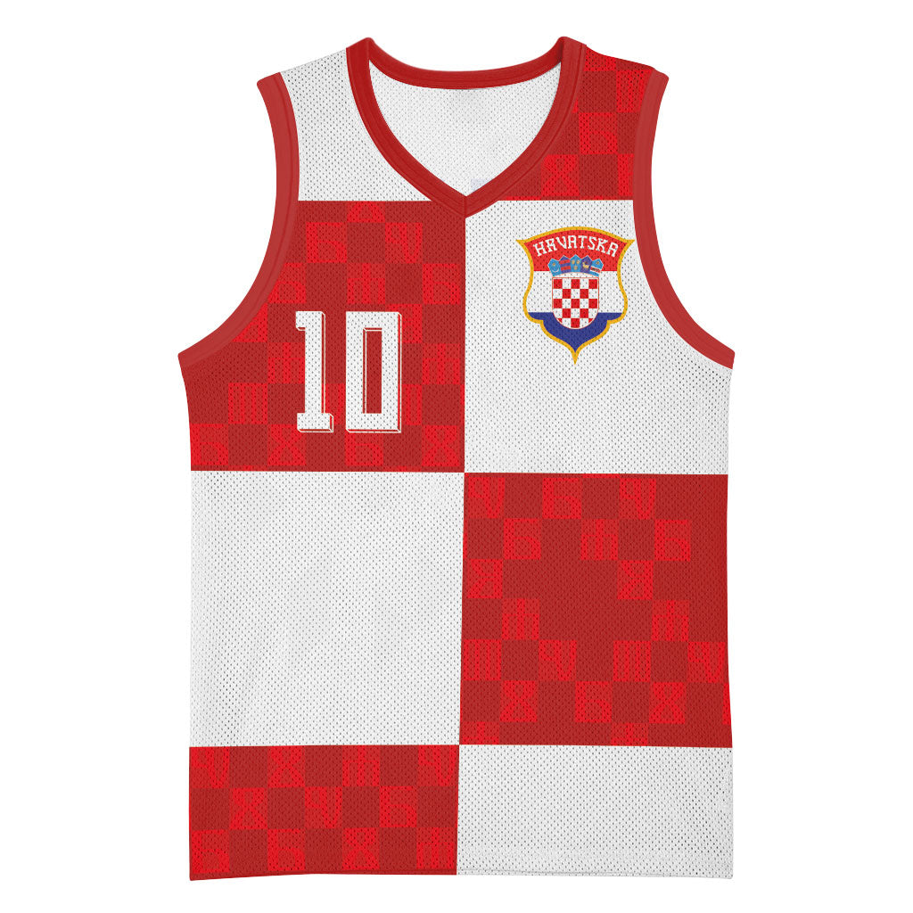 Croatia National Football Custom Basketball Jersey Checkerboard Pattern with Glagolitic Script