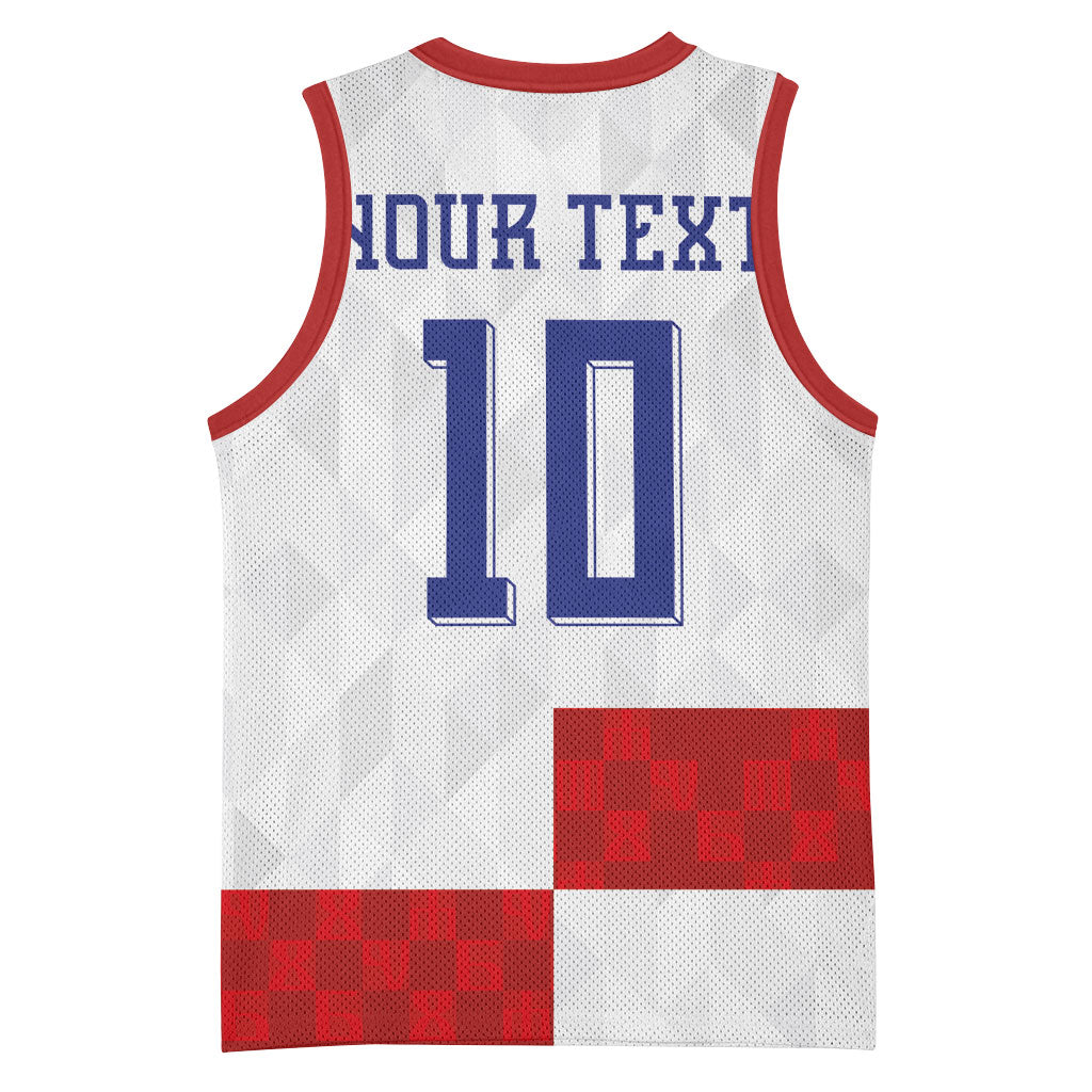 Croatia National Football Custom Basketball Jersey Checkerboard Pattern with Glagolitic Script