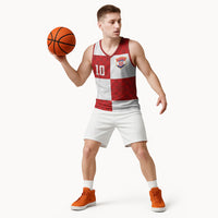 Croatia National Football Custom Basketball Jersey Checkerboard Pattern with Glagolitic Script