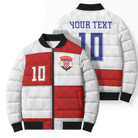 Croatia National Football Custom Bomber Puffer Jacket Checkerboard Pattern with Glagolitic Script