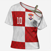 Croatia National Football Custom Cross Shoulder Shirt Checkerboard Pattern with Glagolitic Script