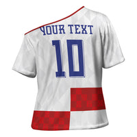 Croatia National Football Custom Cross Shoulder Shirt Checkerboard Pattern with Glagolitic Script