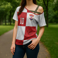 Croatia National Football Custom Cross Shoulder Shirt Checkerboard Pattern with Glagolitic Script