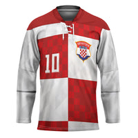 Croatia National Football Custom Hockey Jersey Checkerboard Pattern with Glagolitic Script