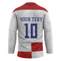 Croatia National Football Custom Hockey Jersey Checkerboard Pattern with Glagolitic Script