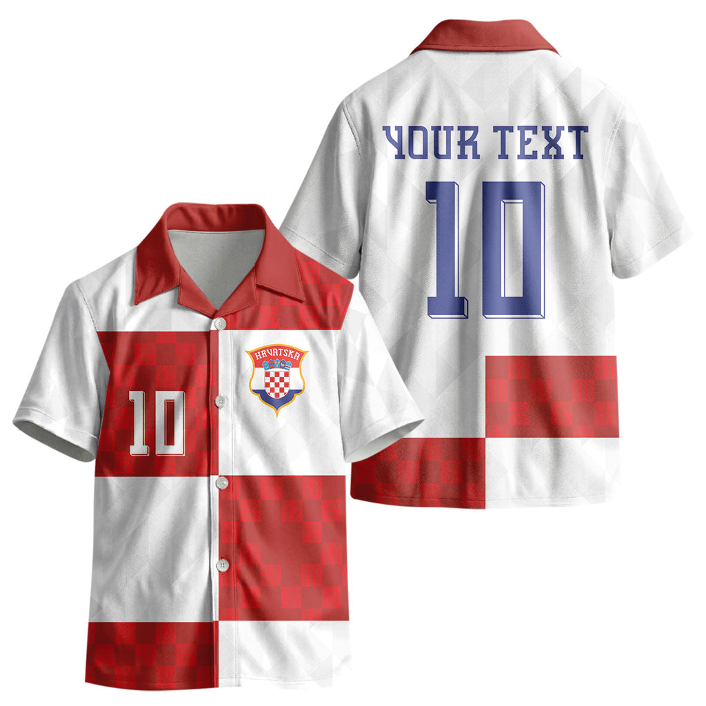 Croatia National Football Custom Kid Hawaiian Shirt Checkerboard Pattern with Glagolitic Script LT03