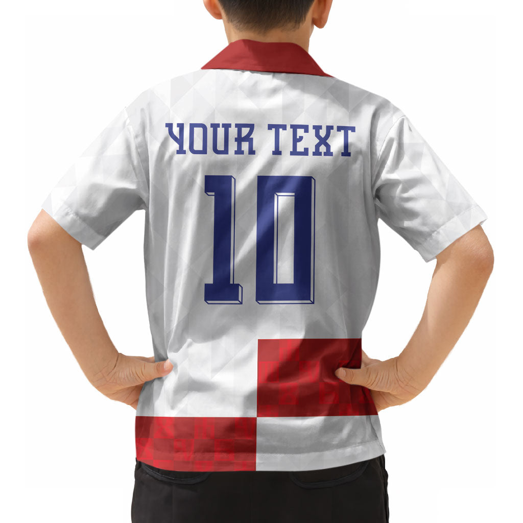 Croatia National Football Custom Kid Hawaiian Shirt Checkerboard Pattern with Glagolitic Script LT03