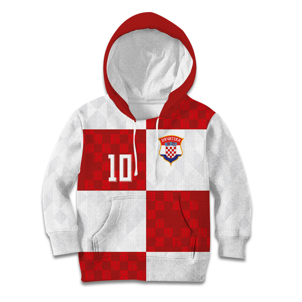 Croatia National Football Custom Kid Hoodie Checkerboard Pattern with Glagolitic Script