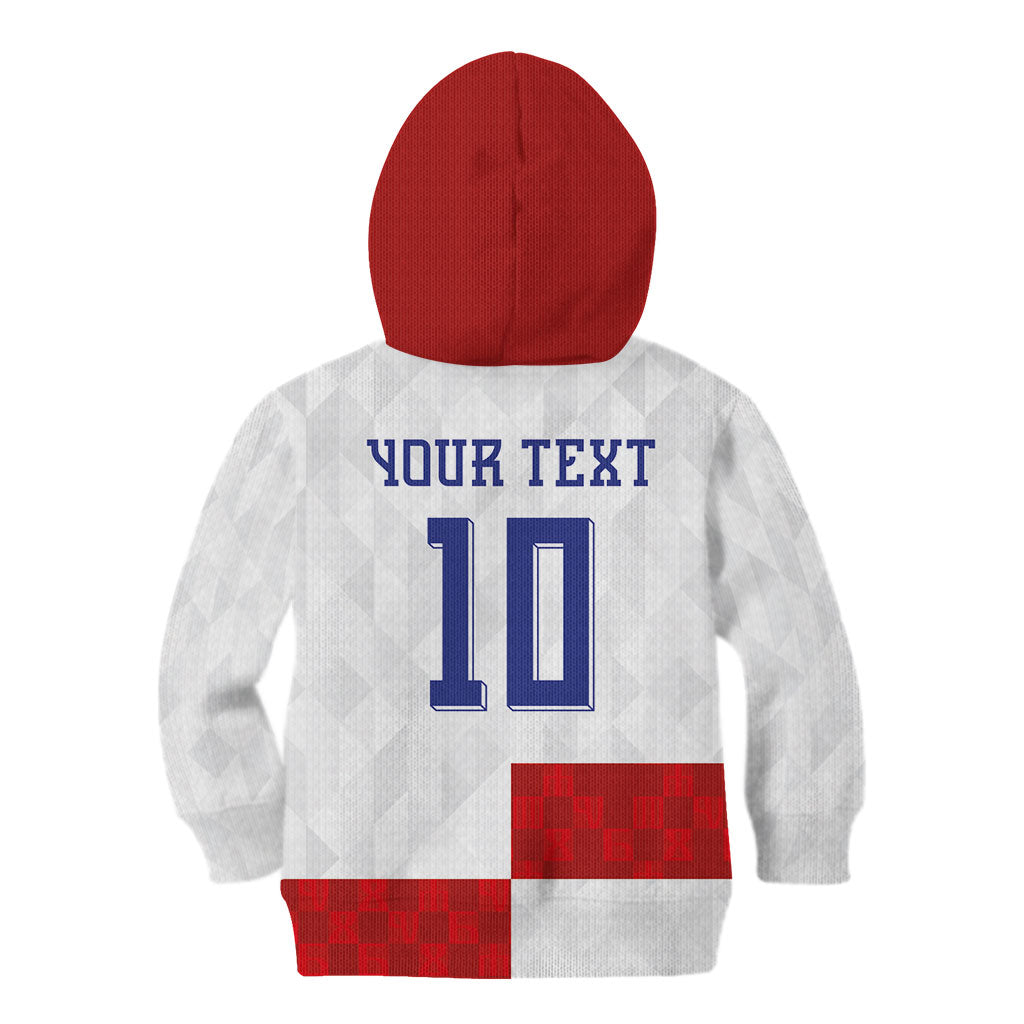 Croatia National Football Custom Kid Hoodie Checkerboard Pattern with Glagolitic Script