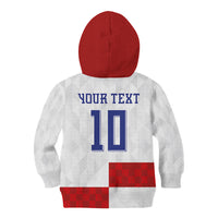 Croatia National Football Custom Kid Hoodie Checkerboard Pattern with Glagolitic Script