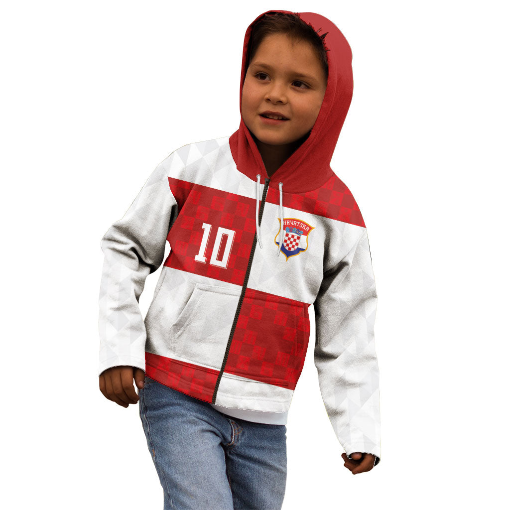 Croatia National Football Custom Kid Hoodie Checkerboard Pattern with Glagolitic Script