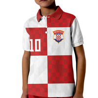 Croatia National Football Custom Kid Polo Shirt Checkerboard Pattern with Glagolitic Script