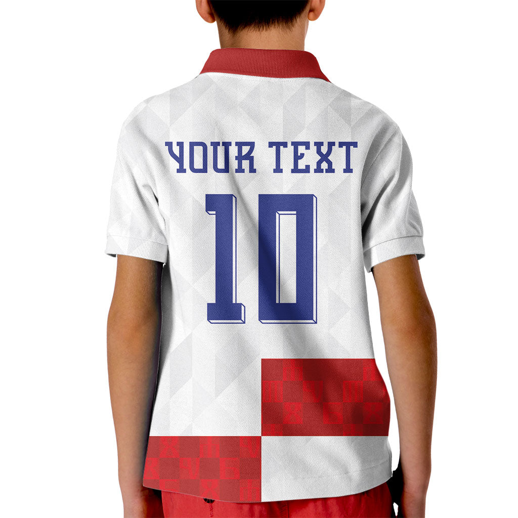 Croatia National Football Custom Kid Polo Shirt Checkerboard Pattern with Glagolitic Script