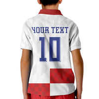 Croatia National Football Custom Kid Polo Shirt Checkerboard Pattern with Glagolitic Script