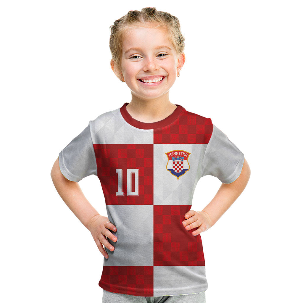 Croatia National Football Custom Kid T Shirt Checkerboard Pattern with Glagolitic Script