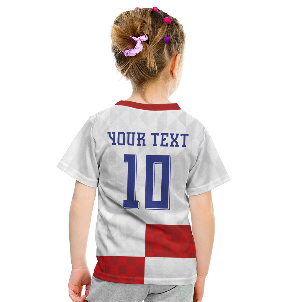Croatia National Football Custom Kid T Shirt Checkerboard Pattern with Glagolitic Script