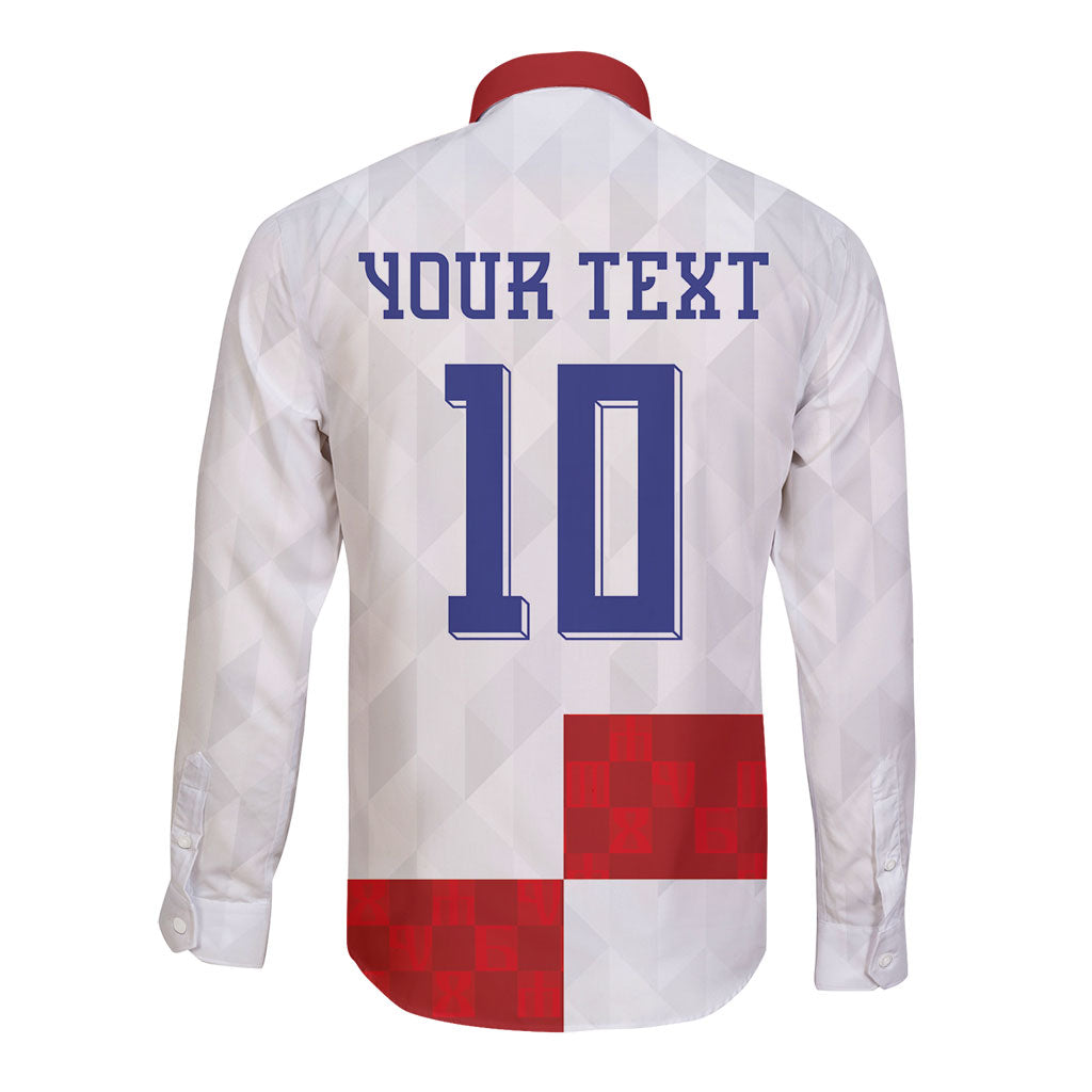 Croatia National Football Custom Long Sleeve Button Shirt Checkerboard Pattern with Glagolitic Script