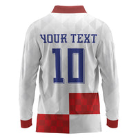Croatia National Football Custom Long Sleeve Polo Shirt Checkerboard Pattern with Glagolitic Script