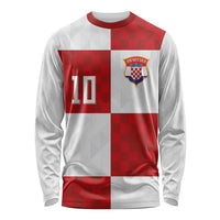 Croatia National Football Custom Long Sleeve Shirt Checkerboard Pattern with Glagolitic Script