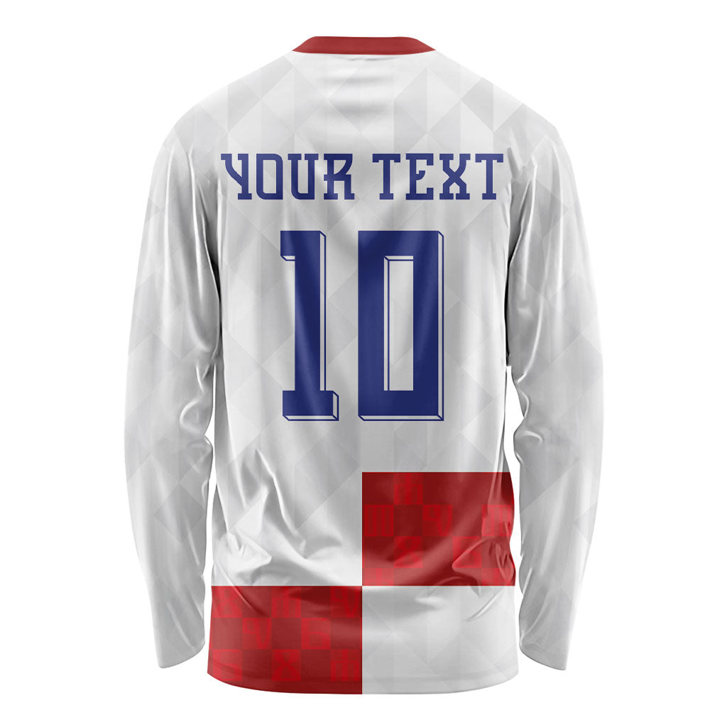 Croatia National Football Custom Long Sleeve Shirt Checkerboard Pattern with Glagolitic Script