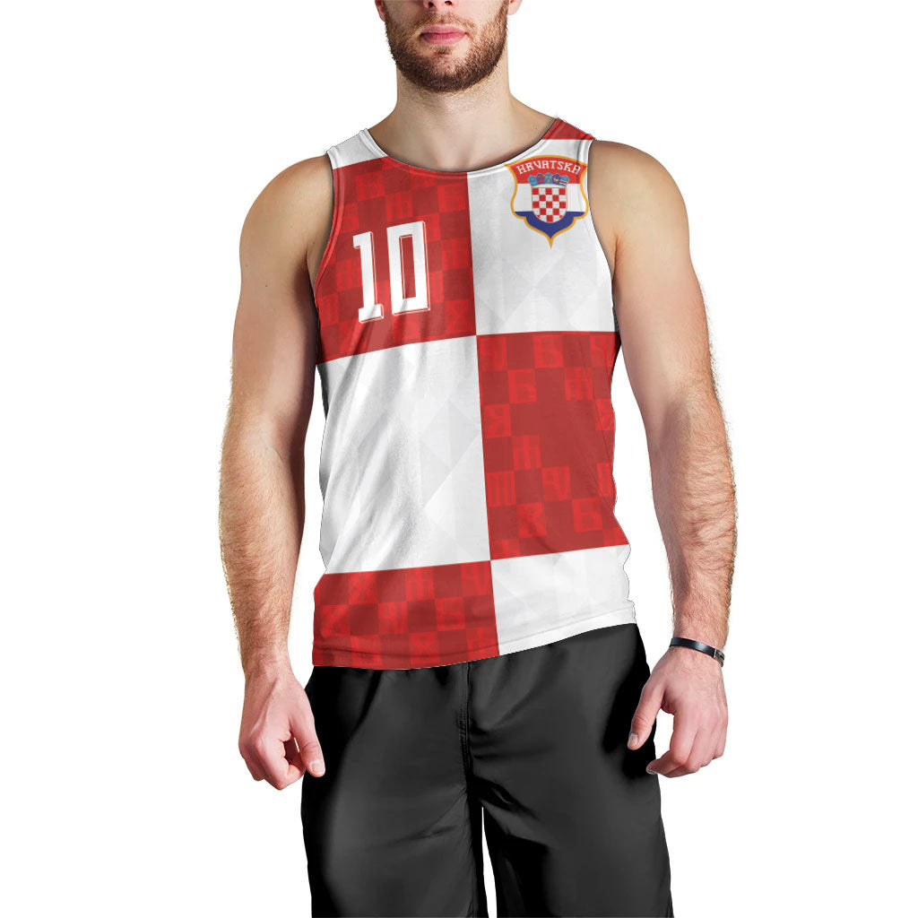 Croatia National Football Custom Men Tank Top Checkerboard Pattern with Glagolitic Script