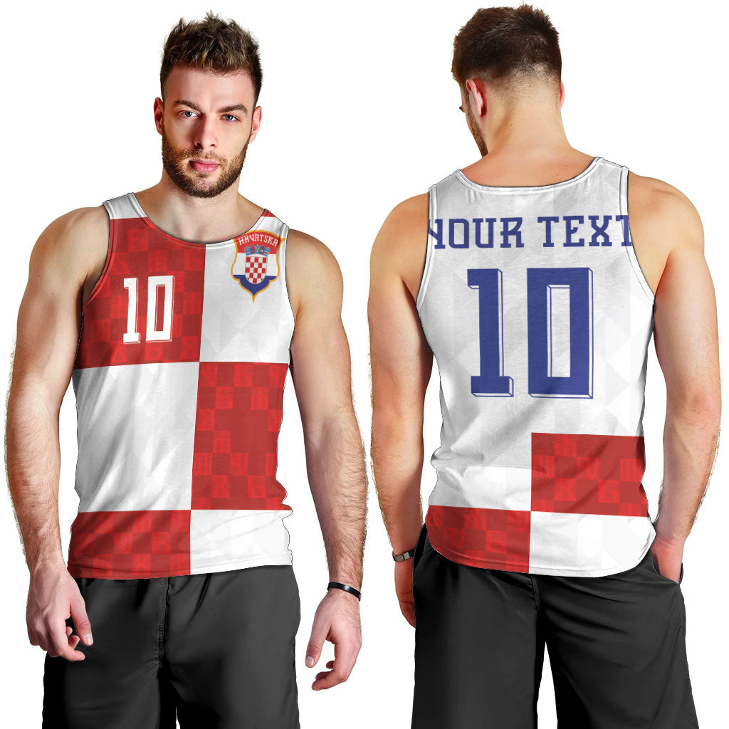 Croatia National Football Custom Men Tank Top Checkerboard Pattern with Glagolitic Script