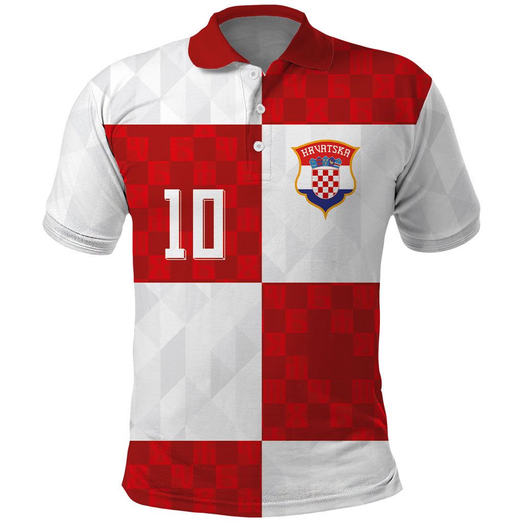 Croatia National Football Custom Polo Shirt Checkerboard Pattern with Glagolitic Script
