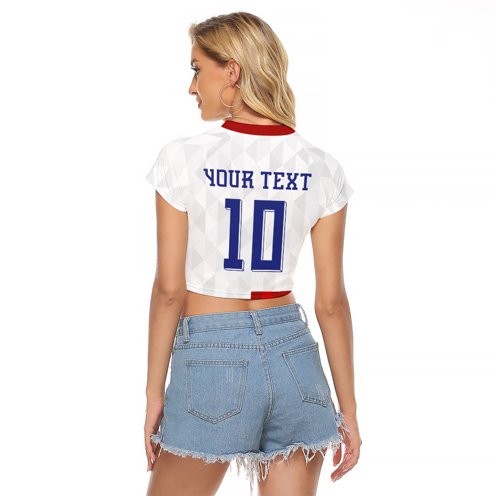 Croatia National Football Custom Raglan Cropped T Shirt Checkerboard Pattern with Glagolitic Script