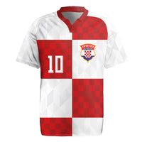 Croatia National Football Custom Rugby Jersey Checkerboard Pattern with Glagolitic Script