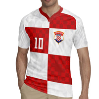 Croatia National Football Custom Rugby Jersey Checkerboard Pattern with Glagolitic Script