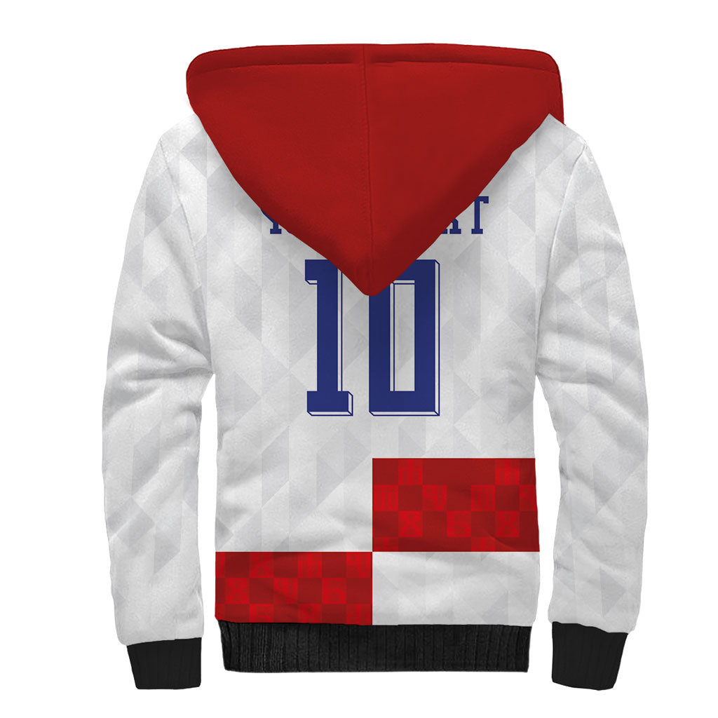 Croatia National Football Custom Sherpa Hoodie Checkerboard Pattern with Glagolitic Script