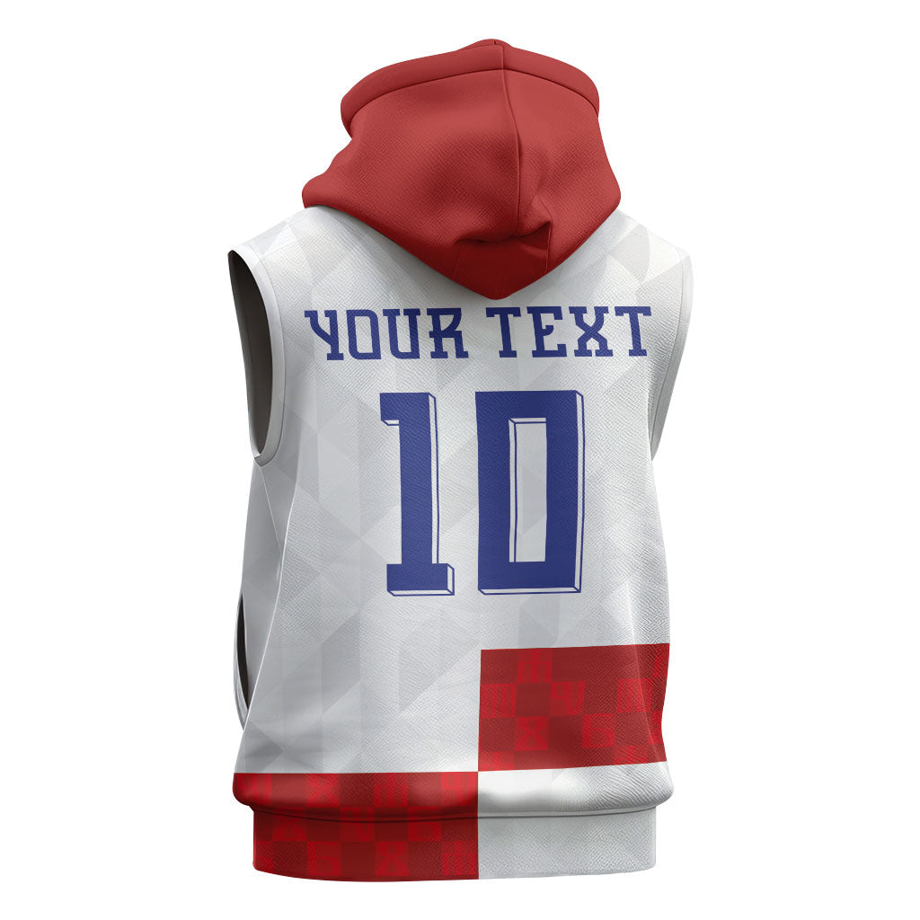Croatia National Football Custom Sleeveless Hoodie Checkerboard Pattern with Glagolitic Script