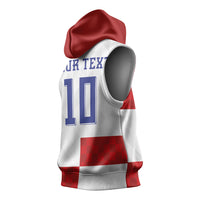 Croatia National Football Custom Sleeveless Hoodie Checkerboard Pattern with Glagolitic Script