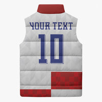 Croatia National Football Custom Sleeveless Puffer Jacket Checkerboard Pattern with Glagolitic Script