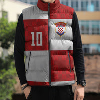 Croatia National Football Custom Sleeveless Puffer Jacket Checkerboard Pattern with Glagolitic Script