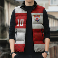 Croatia National Football Custom Sleeveless Puffer Jacket Checkerboard Pattern with Glagolitic Script