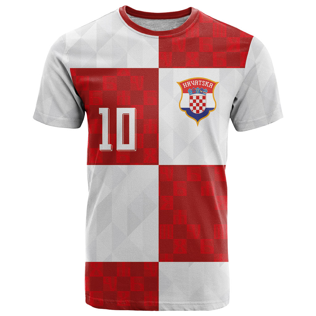 Croatia National Football Custom T Shirt Checkerboard Pattern with Glagolitic Script