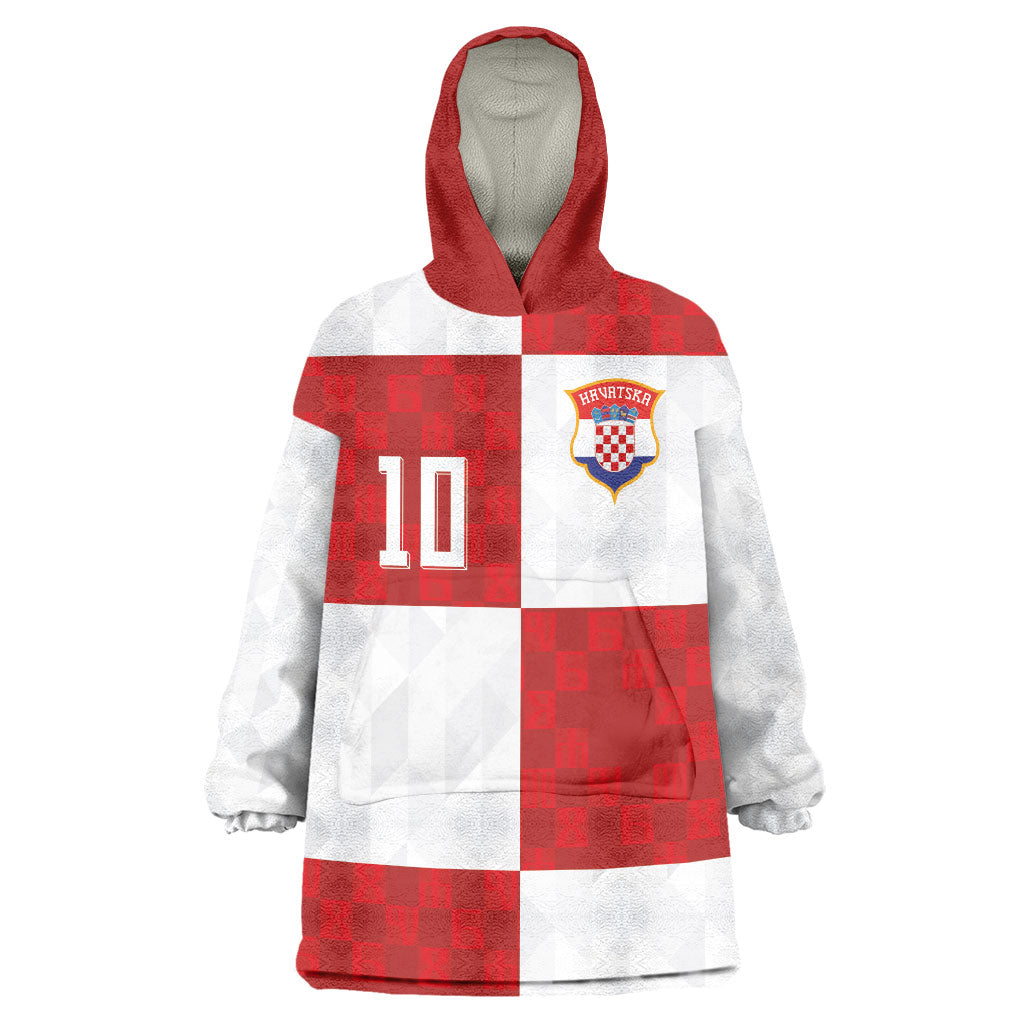Croatia National Football Custom Wearable Blanket Hoodie Checkerboard Pattern with Glagolitic Script