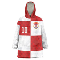 Croatia National Football Custom Wearable Blanket Hoodie Checkerboard Pattern with Glagolitic Script