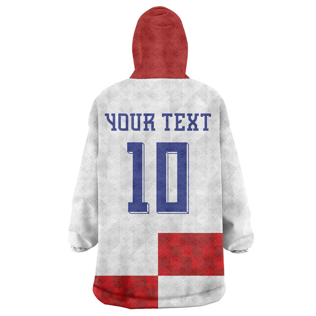 Croatia National Football Custom Wearable Blanket Hoodie Checkerboard Pattern with Glagolitic Script