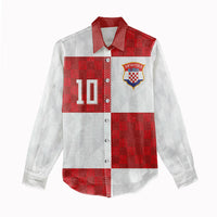 Croatia National Football Custom Women Casual Shirt Checkerboard Pattern with Glagolitic Script