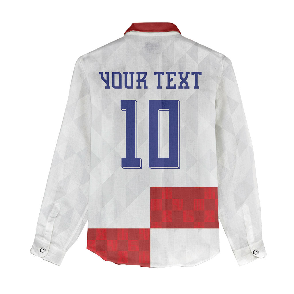 Croatia National Football Custom Women Casual Shirt Checkerboard Pattern with Glagolitic Script