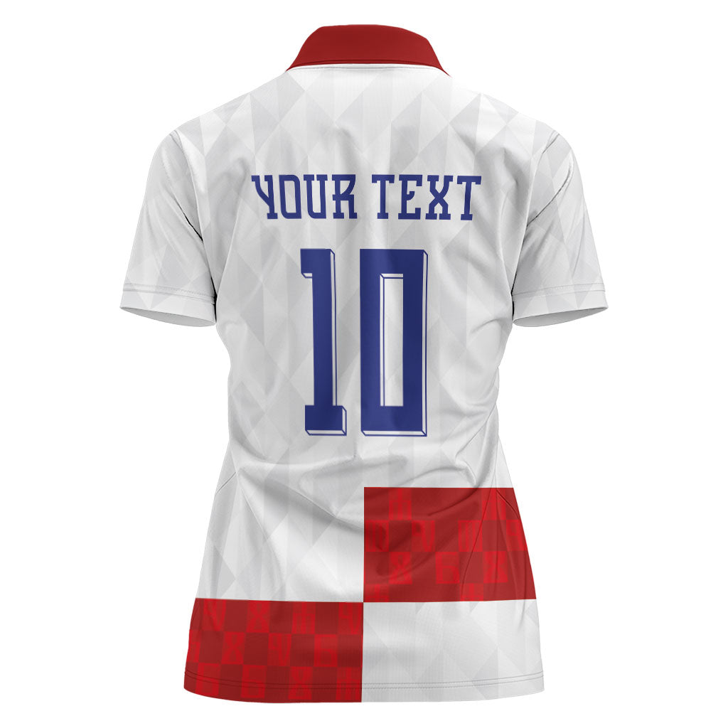 Croatia National Football Custom Women Polo Shirt Checkerboard Pattern with Glagolitic Script