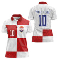 Croatia National Football Custom Women Polo Shirt Checkerboard Pattern with Glagolitic Script