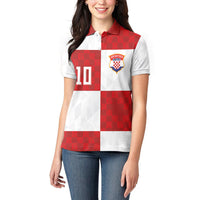 Croatia National Football Custom Women Polo Shirt Checkerboard Pattern with Glagolitic Script