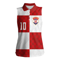 Croatia National Football Custom Women Sleeveless Polo Shirt Checkerboard Pattern with Glagolitic Script