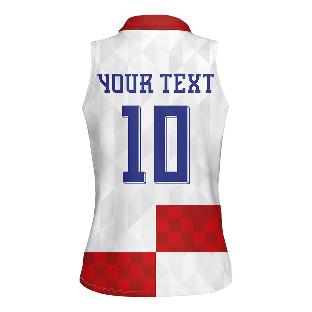 Croatia National Football Custom Women Sleeveless Polo Shirt Checkerboard Pattern with Glagolitic Script