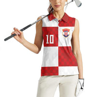 Croatia National Football Custom Women Sleeveless Polo Shirt Checkerboard Pattern with Glagolitic Script