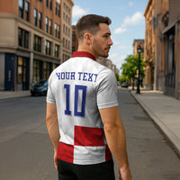 Croatia National Football Custom Zipper Polo Shirt Checkerboard Pattern with Glagolitic Script